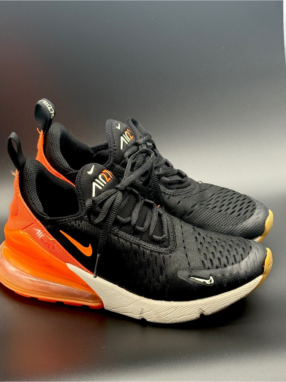 Nike boys Air Max 270 Black & Orange Running Shoes